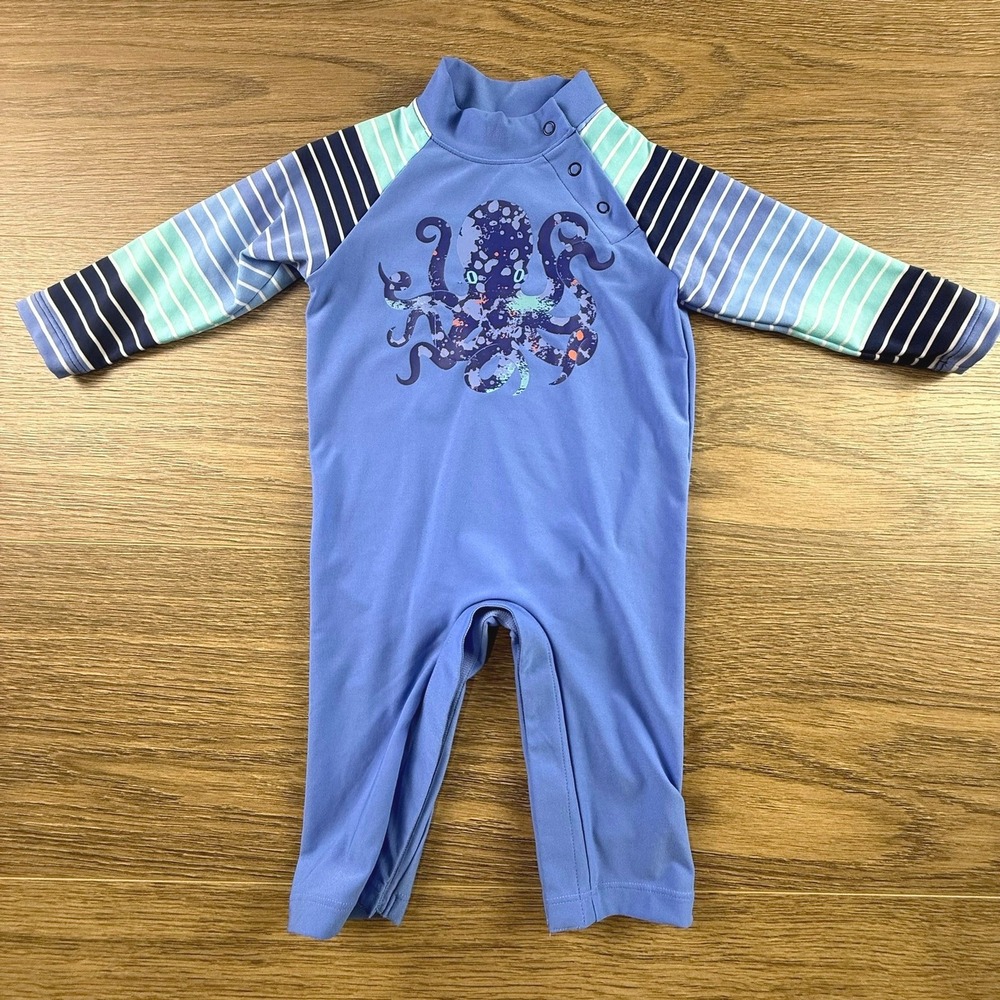 Coolibar Baby Beach One Piece Swimsuit Blue Octopus UPF 50+ 6M Youth 03704